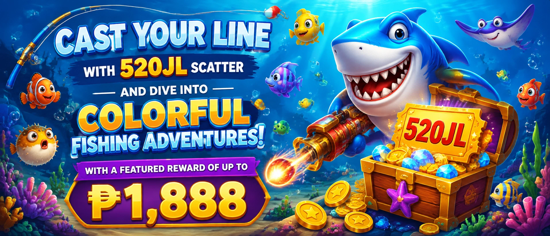 Another fishing game visual showing arcade-style action and responsive presentation