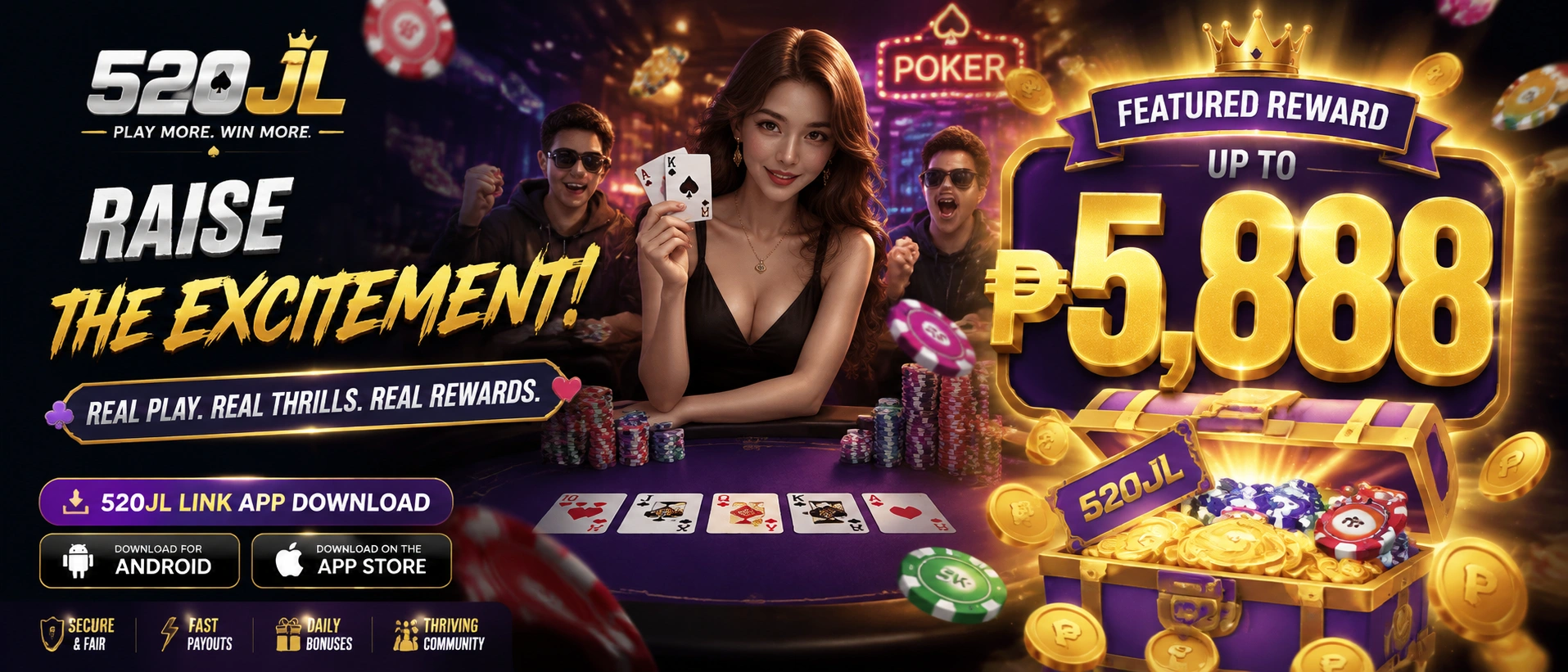520JL poker visual highlighting a stylish table interface